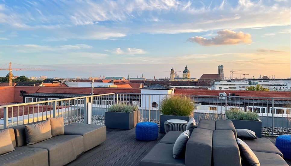 Die Dachterrasse unseres Münchener Offices.