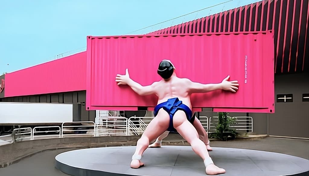 Notre site logistique du Blanc Mesnil avec l'oeuvre de David Mach "It takes two to tango"