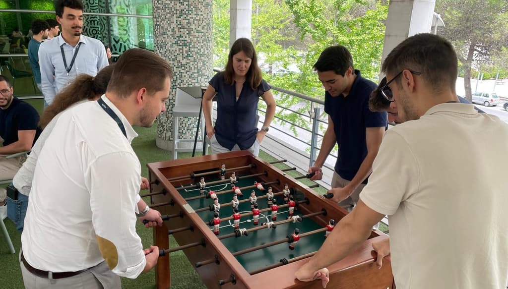Enjoying some downtime with the team