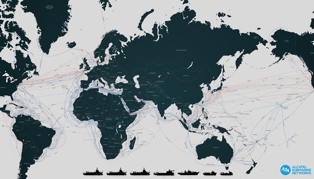 Cable Map présentant tous les câbles installés à travers le monde