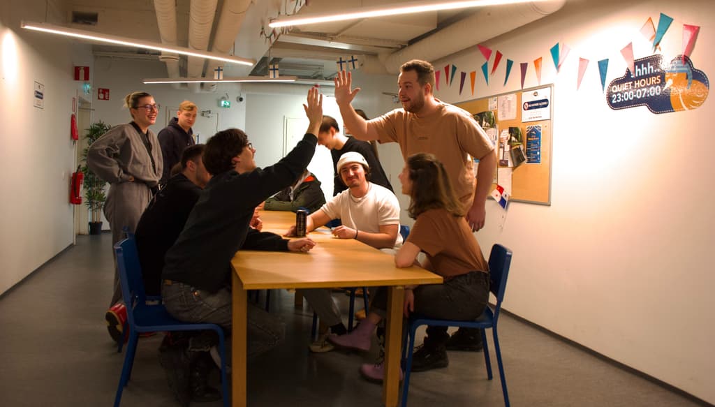 Guests having fun in the common area