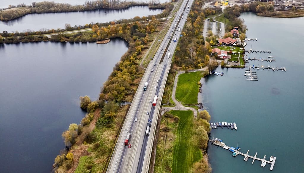 Vue aérienne, Autoroute A7, Allemagne
