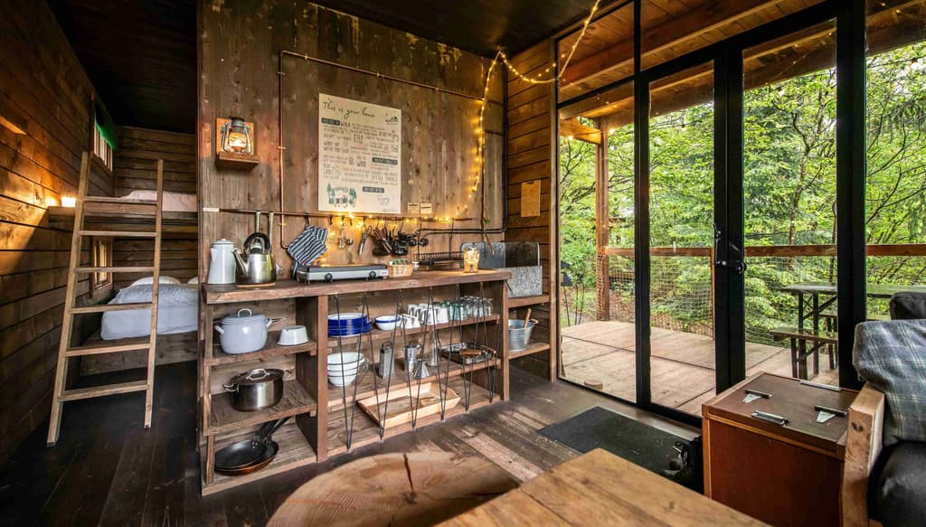 In the cabin.