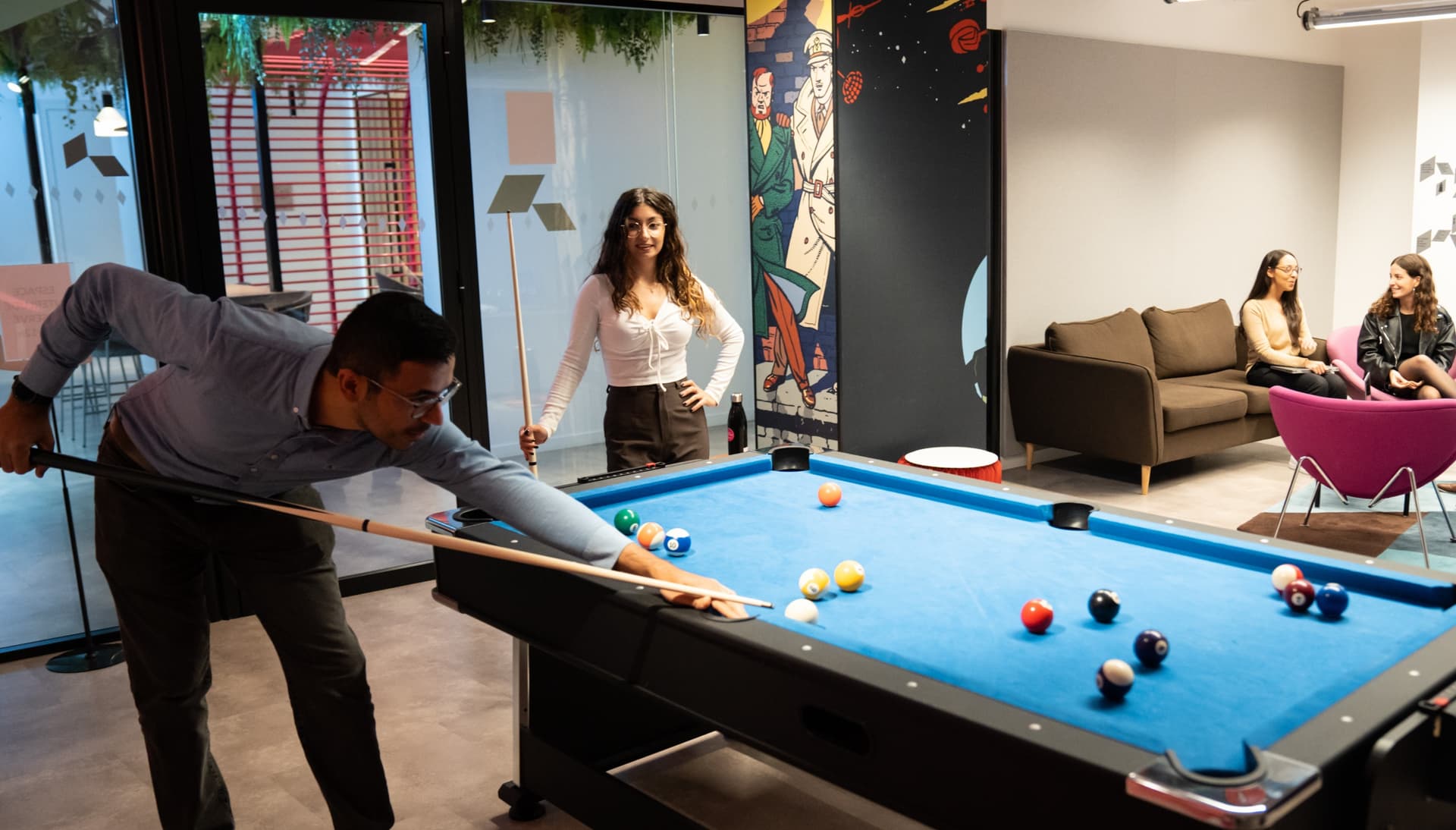 Pool break in our Parisian office.