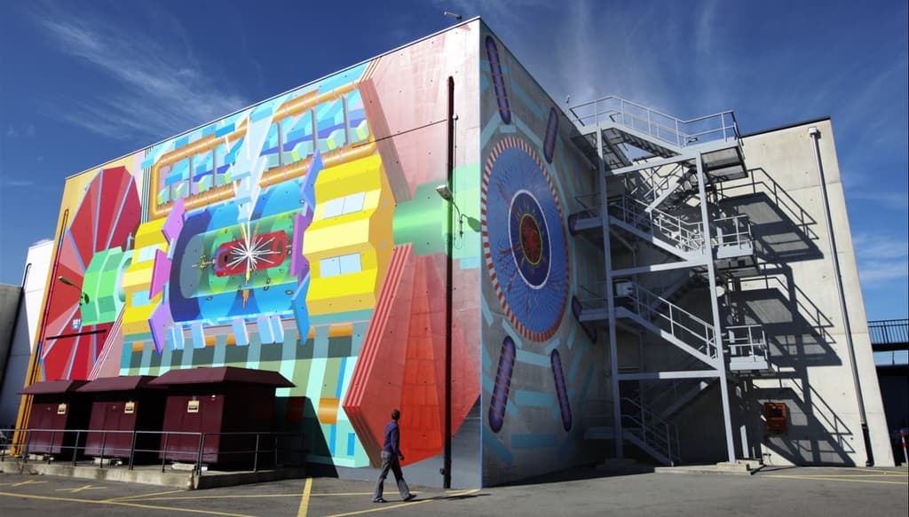 Mural depicting the ATLAS particle detector.